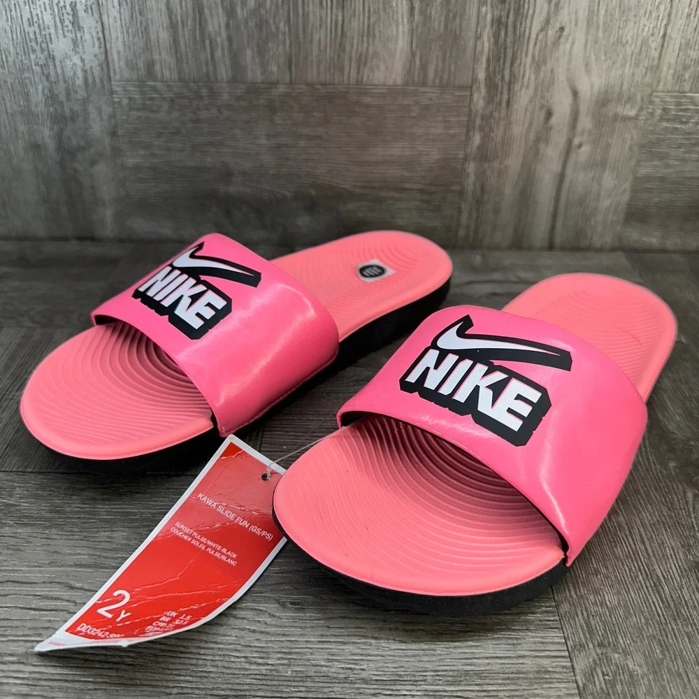Nike Kawa Slide Fun Youth 2Y Sunset Pulse Pink Athletic Pool Sandals NEW